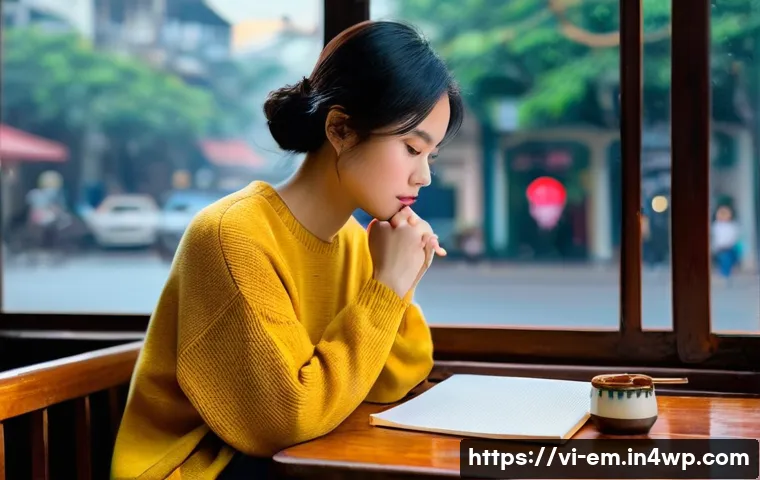 자기 돌봄과 창의성의 관계 - **A Peaceful Moment of Inspiration in Hanoi**
A young Vietnamese woman, in her late 20s, with sh...