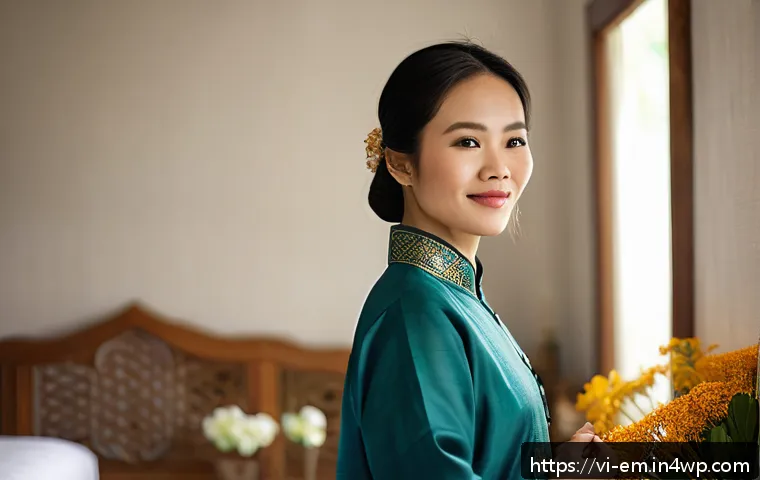 자기 돌봄을 위한 긍정적인 자기 대화 연습 - A serene Vietnamese woman in her 30s practicing positive self-talk in front of a mirror inside a coz...